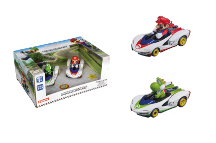 Voiture Miniature Mario Kart P-Wing Twinpack Carrera - Fonction Pull-back (à Ressort) - Échelle 1:43 - Jeu Pour Enfants