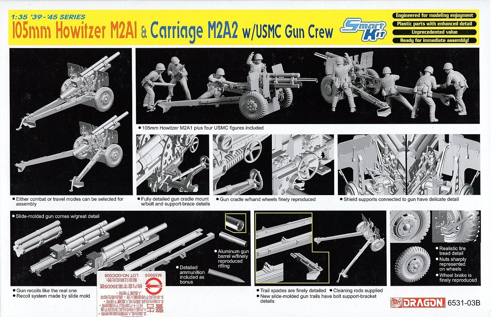 1:35 Dragon 6531 105mm Howitzer M2A1 & Carriage M2A2 with USMC