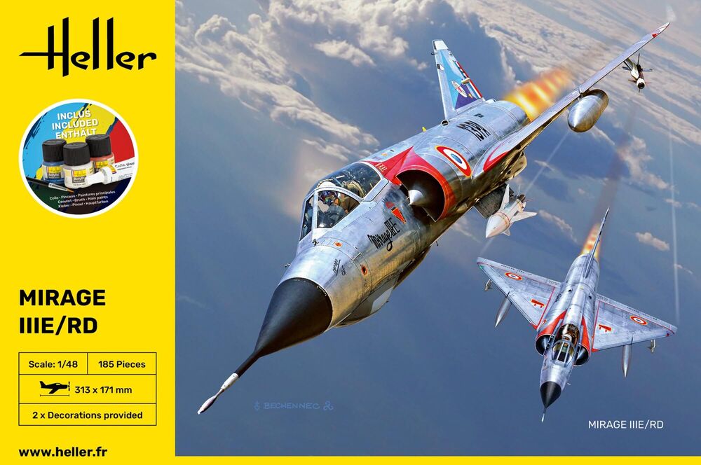 1:48 Heller 35422 Mirage IIIE-O-R-RD-EE-EA - Starter Kit