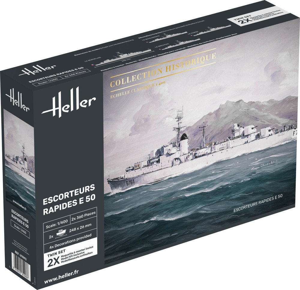 Plastique Heller Heller Starter Kit - Escorteurs Rapides E52 1:400 - Maquette Navale Idéale Débutant