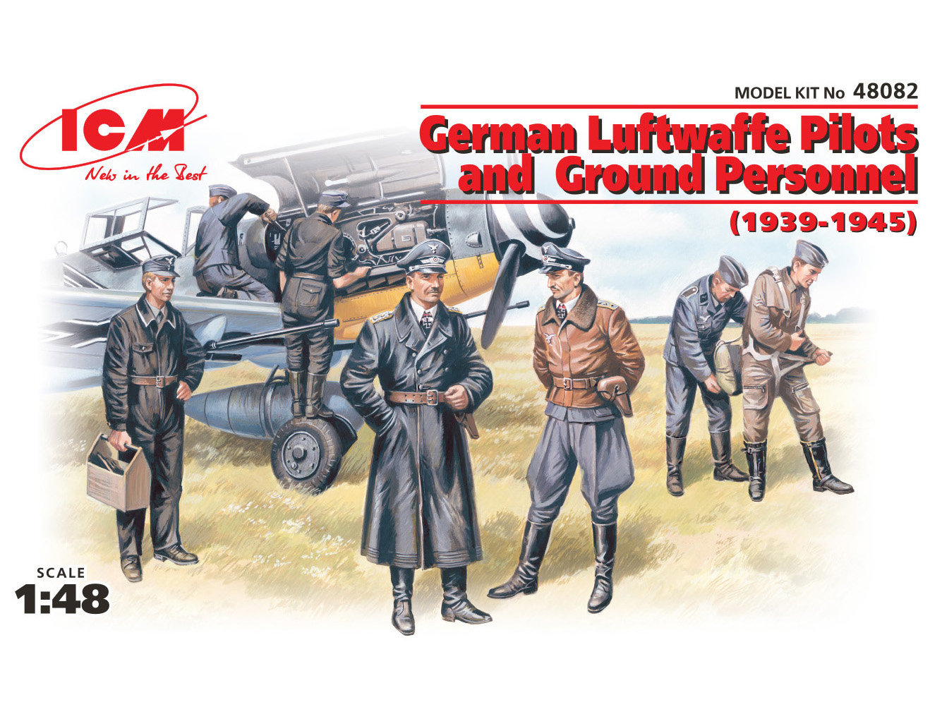ICM Modellbausatz 48082 – Deutsche Luftwaffe Piloten Und Bodenpersonal 1939-1945, 0.32x0.32x1.39 Cm
