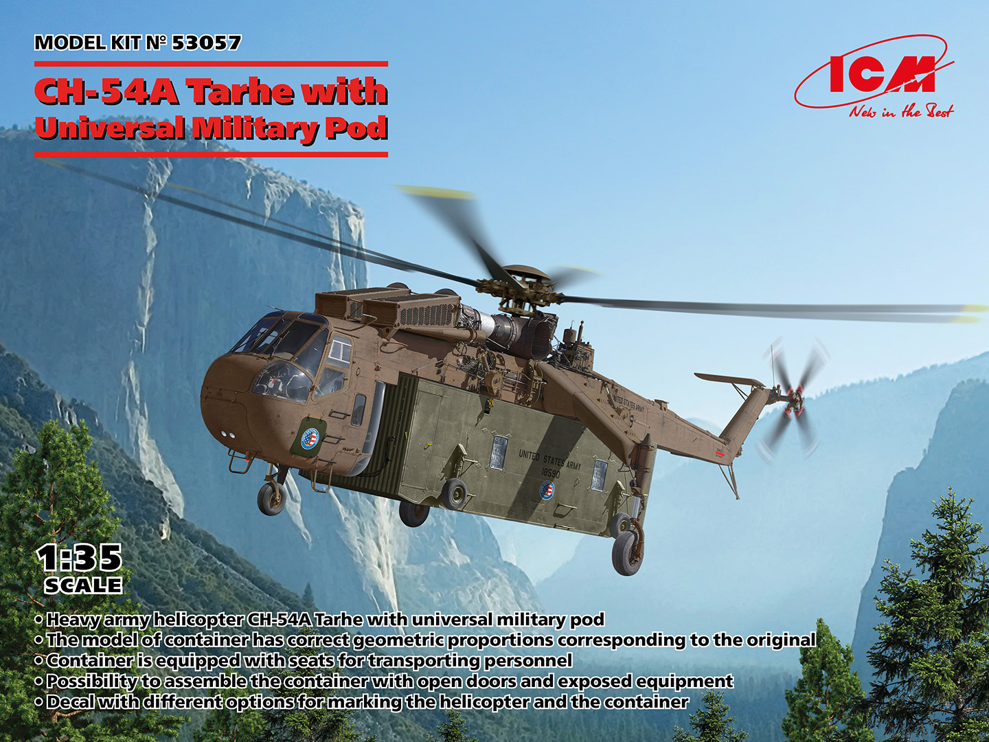 1:35 ICM Sikorsky CH-54A Tarhe Skycrane Helicopter