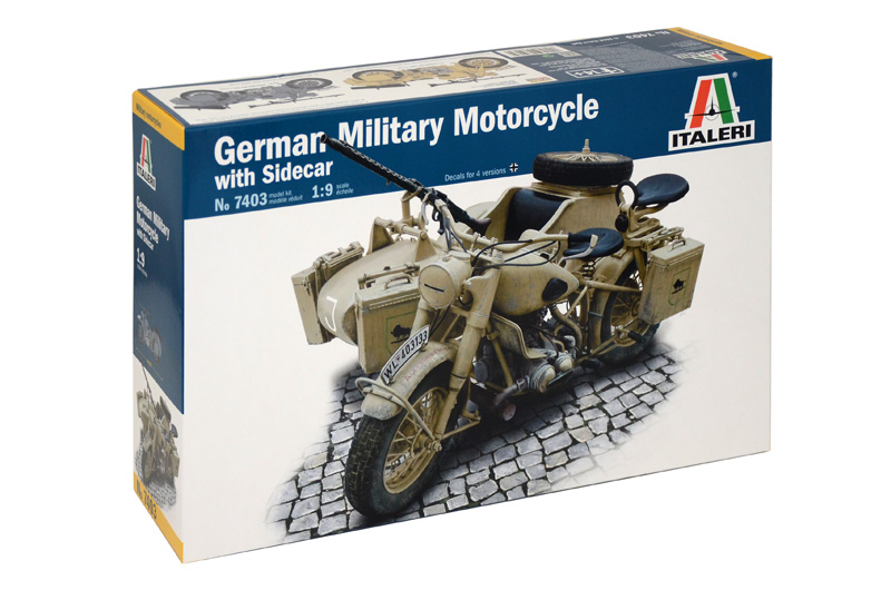 1:9 Italeri 7403 German Military Motorcycle with Side Car for sale!