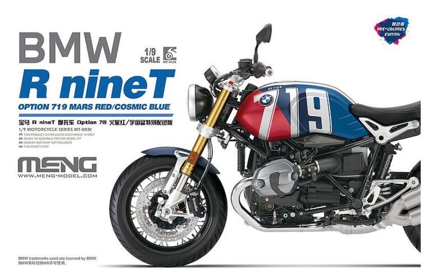 1:9 MENG MT003T BMW R Nine T - Pre Colored - Mars Red/Cosmic Blue