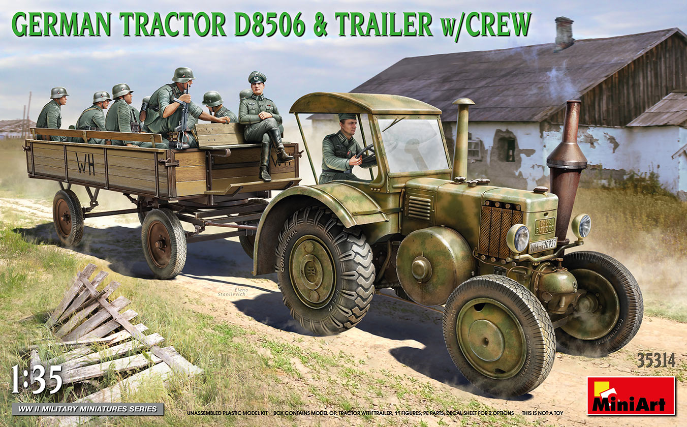 MINIART GERMAN INDUSTRIAL TRACTOR D8511 MOD.1936 W/CARGO TRAILER KIT 1