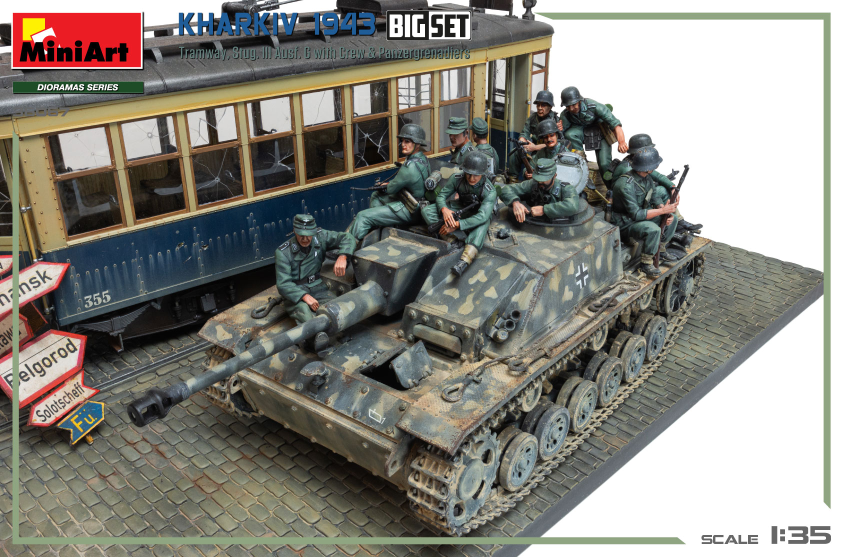 MiniArt Diorama Charkov 1943 1:35 - Tram & Stug III BIG Set