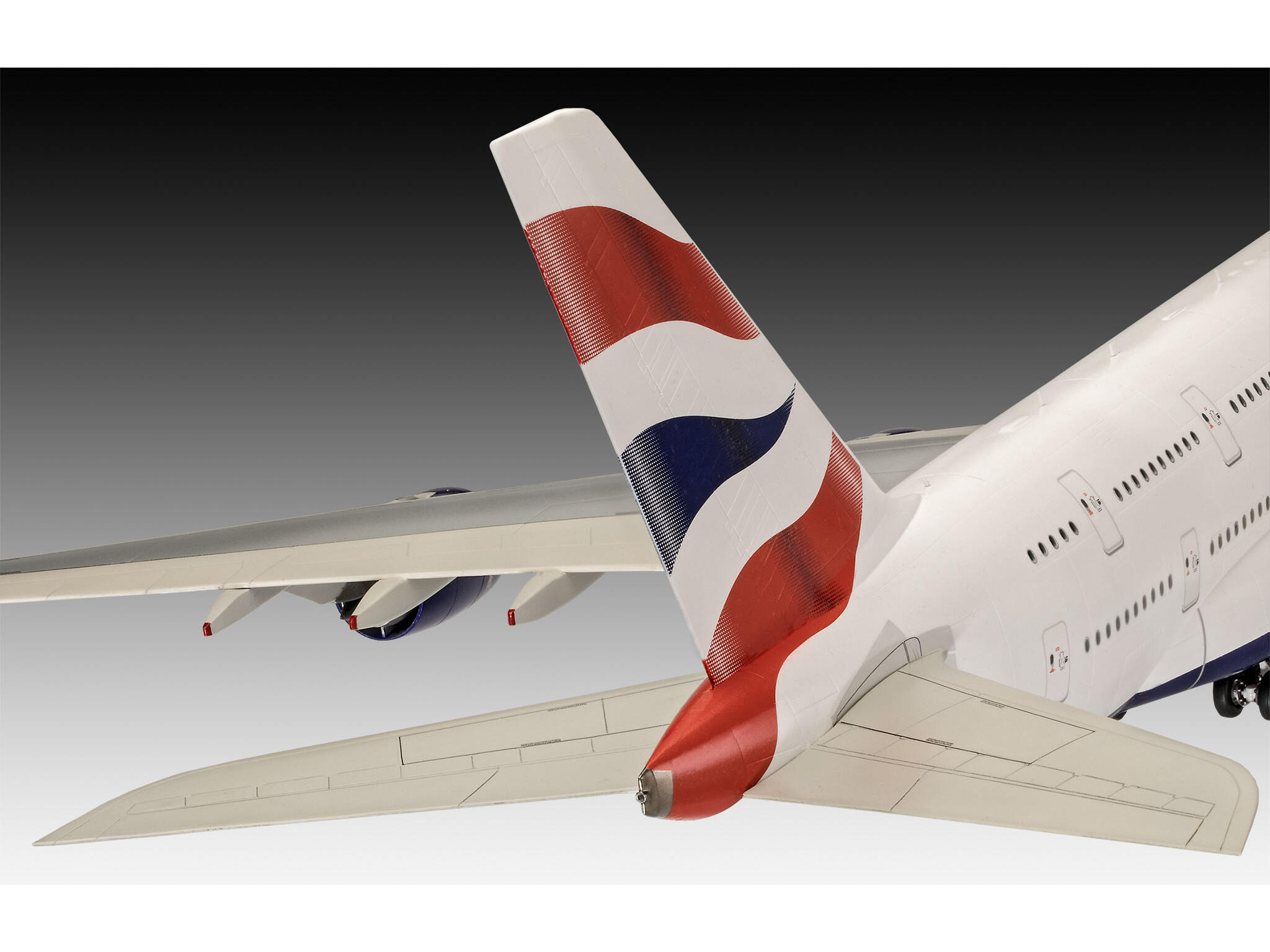 AeroClix British Airways Modelvliegtuig Airbus A380-800 met G-XLEL registratie in schaal 1/200, 37 cm lang kunststof modelvliegtuig : AeroClix