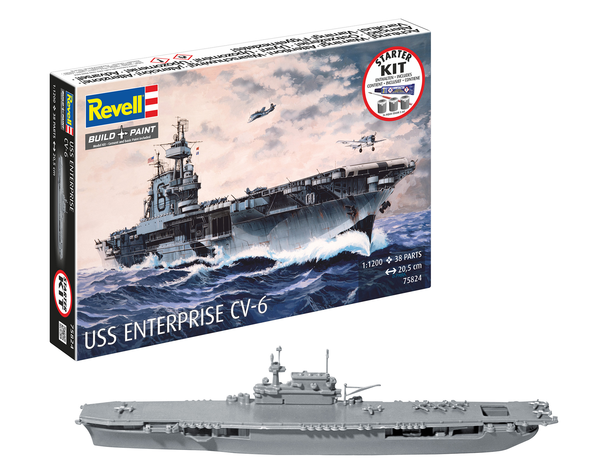 Revell 1:1200 USS Enterprise CV-6 - aircraft carrier - Starter Kit