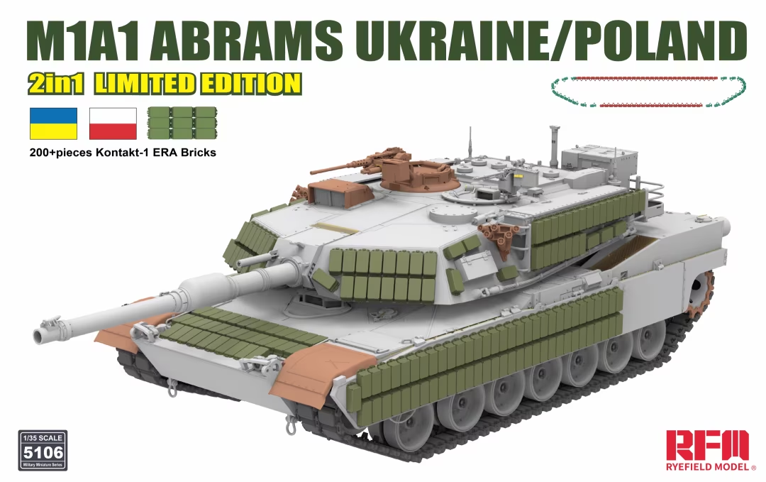 1:35 Rye Field Model 5106 M1A1 Abrams Ukraine/Poland - 2in1