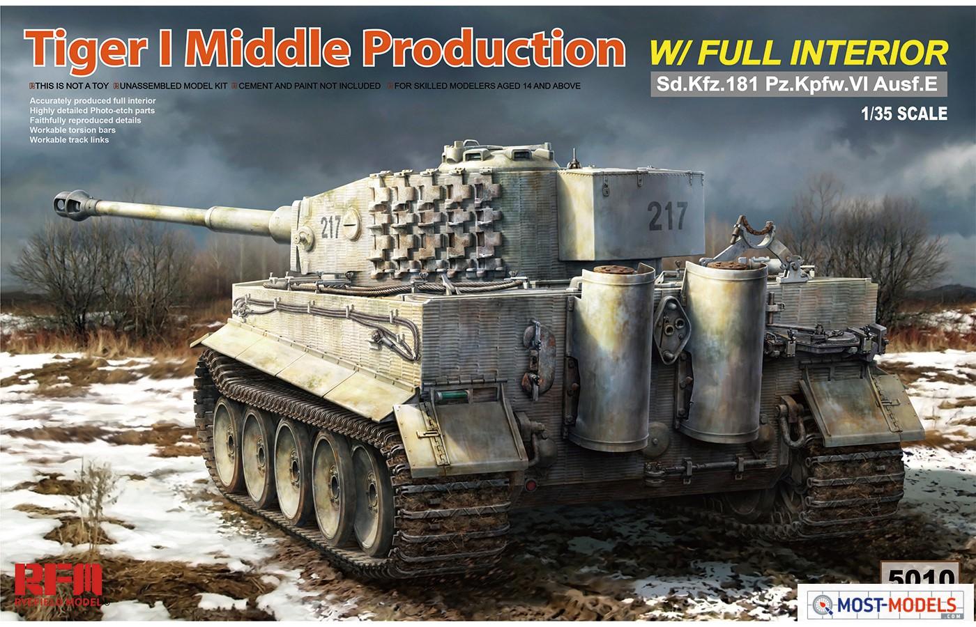1:35 Rye Field Model 5010 Tiger I Middle Production w/Full Interior
