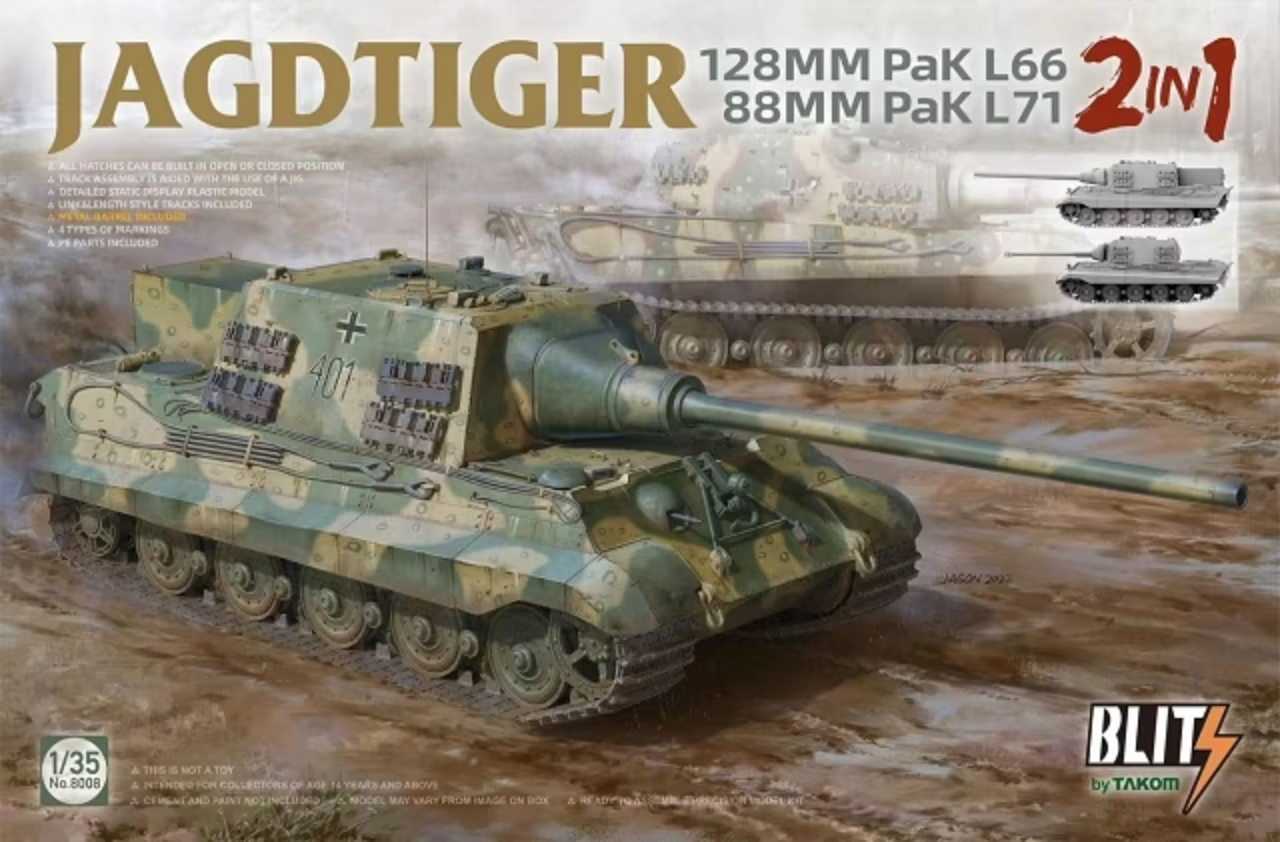 Takom 8001 – Jagdtiger Early/Late Production – Maquette 2 En 1 échelle 1/35, Char Allemand WWII