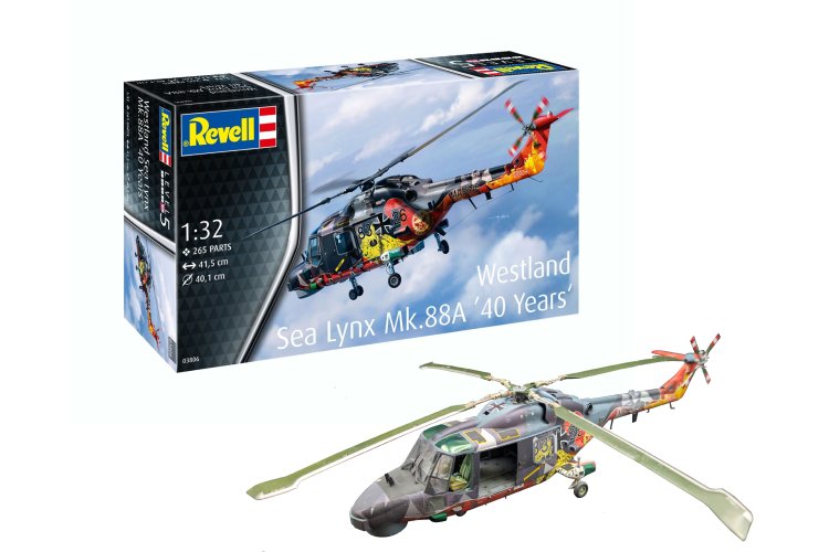 1:32 Revell 03806 Westland Sea Lynx MK.88A - Speciale Kleuren - 40 Jaar! - Helikopter - 03806 packshot with model - REV03806