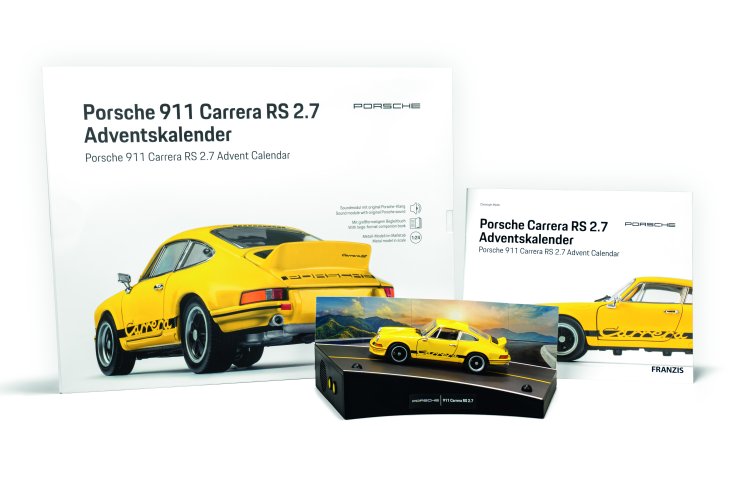 1:24 Franzis 67273 Porsche 911 Carrera RS 2.7 - Lichtgeel - Sport Auto - Adventskalender met Geluid - 67273 04 porsche carrera rs collage 1 - FR67273-5