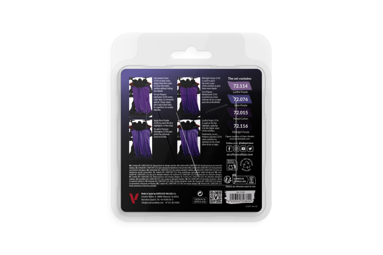 Vallejo 72382 Game Color - Purple Color Set - Acryl Set - 72382 purple color set gc back - VAL72382-XS