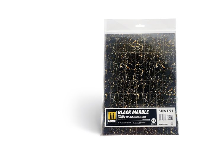 AMMO MIG 8774 Marble Black - Square Die-cut Tiles - 2pcs - A mig 10 20 22 - MIG8774-XS