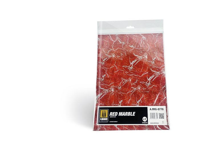 AMMO MIG 8776 Marble Red - Smooth Sheet of Marble - 2pcs - A mig 10 20 24 - MIG8776-XS