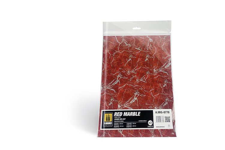 AMMO MIG 8778 Marble Red - Round Die-cut Wargames - 2pcs - A mig 10 20 26 - MIG8778-XS