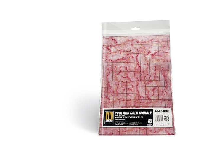 AMMO MIG 8786 Marble Pink & Gold - Square Die-cut Tiles - 2pcs - A mig 10 20 30 33 - MIG8786-XS