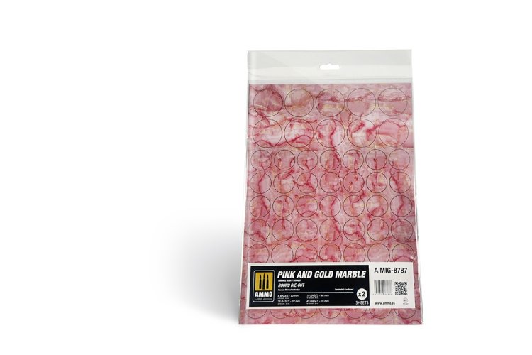 AMMO MIG 8787 Marble Pink & Gold - Round Die-cut Wargames - 2pcs - A mig 10 20 30 34 - MIG8787-XS