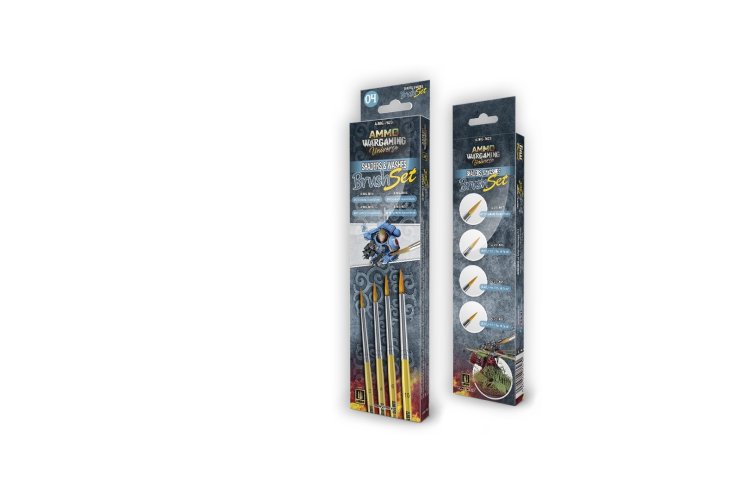 AMMO MIG 7623 Wargaming Shades and Washes  - Brush Set - A mig 10 20 30 39 - MIG7623-XS