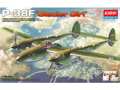 1:48 Academy 12208 Lockheed P-38F Lightning &ldquo;Glacier Girl&rdquo; WWII &ndash; American Propeller Aircraft - Aca12208 1 - ACA12208