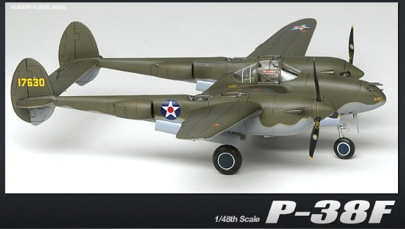 1:48 Academy 12208 Lockheed P-38F Lightning &ldquo;Glacier Girl&rdquo; WWII &ndash; American Propeller Aircraft - Aca12208 4 - ACA12208