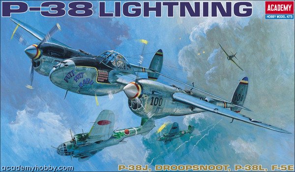 1:48 Academy 12282 Lockheed P-38 Lightning WWII - P-38J, Droopsnoot, P-38L, F-5E - Amerikaans Propellervliegtuig - Aca12282 1 - ACA12282
