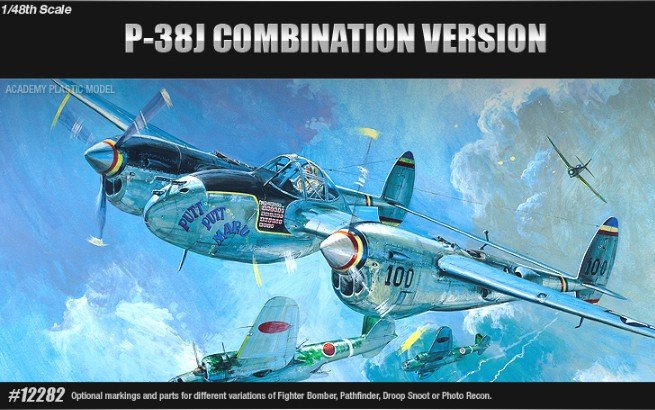 1:48 Academy 12282 Lockheed P-38 Lightning WWII - P-38J, Droopsnoot, P-38L, F-5E - Amerikaans Propellervliegtuig - Aca12282 2 - ACA12282