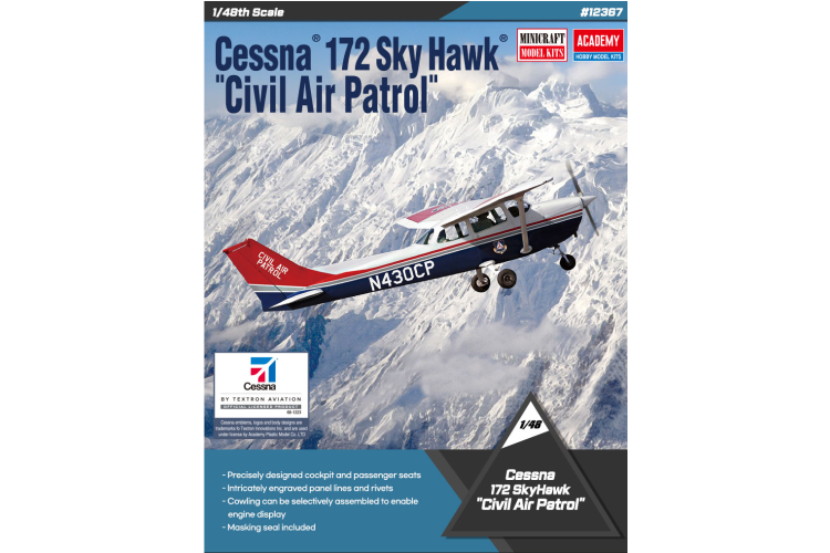1:48 Academy 12367 Cessna 172 Skyhawk - Civil Air Patrol - Luchtpatrouille - Propellervliegtuig - Aca12367 1 - ACA12367