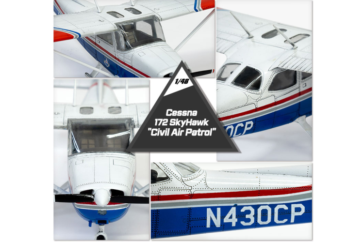 1:48 Academy 12367 Cessna 172 Skyhawk - Civil Air Patrol - Luchtpatrouille - Propellervliegtuig - Aca12367 7 - ACA12367