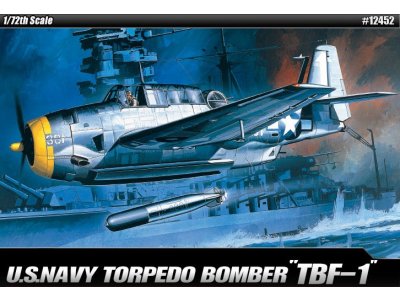 1:72 Academy 12452 Grumman TBF-1 Avenger Torpedo Bomber WWII &ndash; American Propeller Aircraft - Aca12452 1 - ACA12452