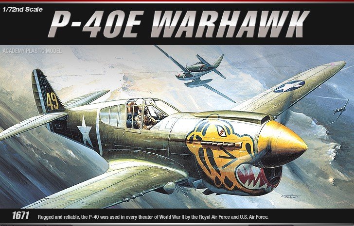 1:72 Academy 12468 Curtiss P-40E Warhawk WWII &ndash; American Propeller Aircraft - Aca12468 1 - ACA12468