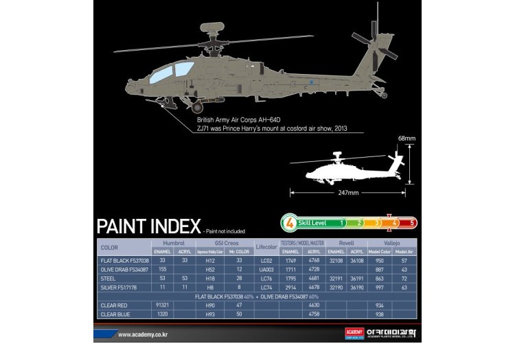 1:72 Academy 12537 Boeing British Army AH-64D Apache Afghanistan &ndash; British Helicopter - Aca12537 6 - ACA12537