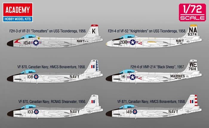 1:72 Academy 12548 McDonnell USN F2H-3 Banshee VF-41 Black Aces &ndash; American Jet Fighter - Aca12548 5 - ACA12548
