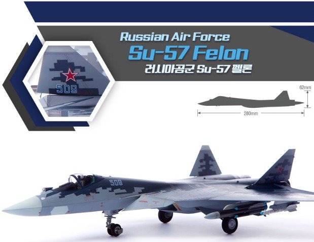 1:72 Academy 12572 Russian Air Force Sukhoi Su-57 Felon &ndash; Jet Fighter - Aca12572 3 - ACA12572