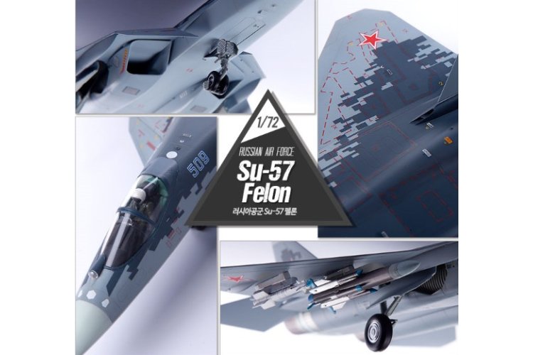 1:72 Academy 12572 Russian Air Force Sukhoi Su-57 Felon &ndash; Jet Fighter - Aca12572 7 - ACA12572