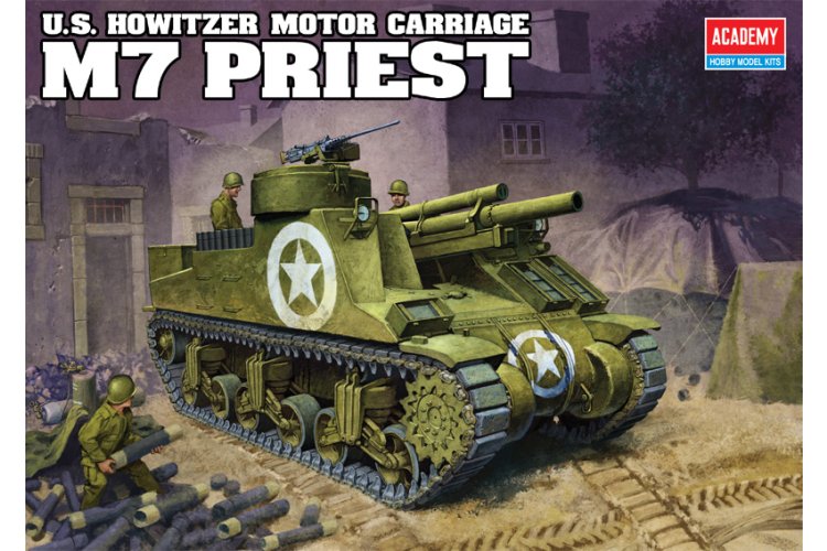 1:35 Academy 13210 U.S. Howitzer Motor Carriage M7 Priest WWII - Amerikaans Militair Voertuig - Aca13210 1 - ACA13210