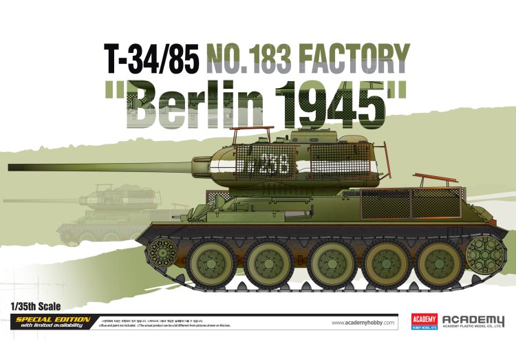 1:35 Academy 13295 T-34/85 No.183 Factory WWII - Berlin 1945 - Russische Tank - Aca13295 1 - ACA13295
