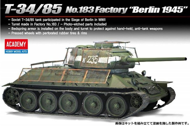 1:35 Academy 13295 T-34/85 No.183 Factory WWII - Berlin 1945 - Russische Tank - Aca13295 2 - ACA13295