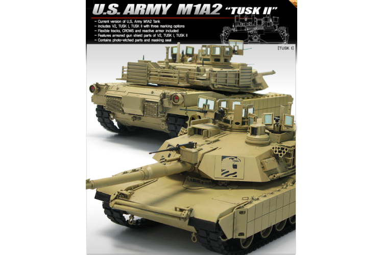 1:35 Academy 13298 US Army M1A2 TUSK II Abrams - Amerikaanse Tank - Aca13298 4 - ACA13298