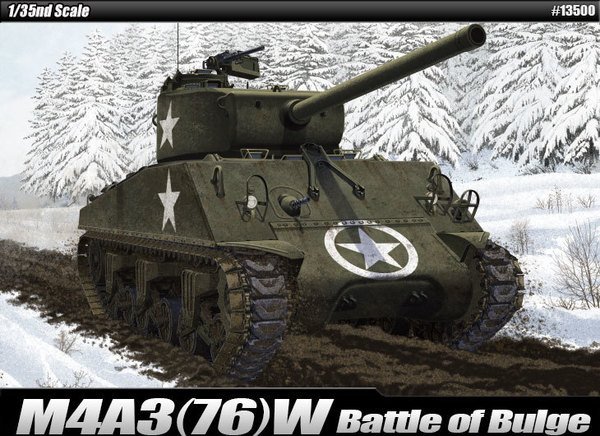 1:35 Academy 13500 M4A3(76)W Sherman WWII - Battle of the Bulge - Amerikaanse Tank - Aca13500 2 - ACA13500