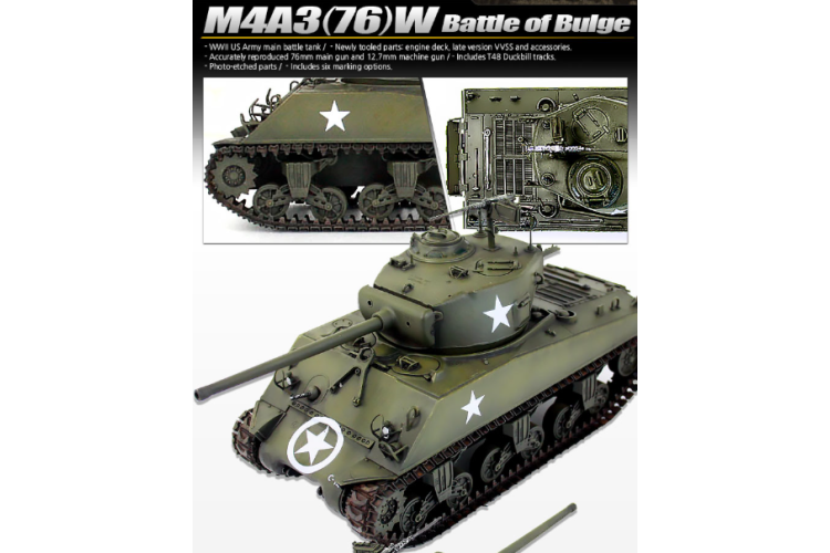1:35 Academy 13500 M4A3(76)W Sherman WWII - Battle of the Bulge - Amerikaanse Tank - Aca13500 3 - ACA13500