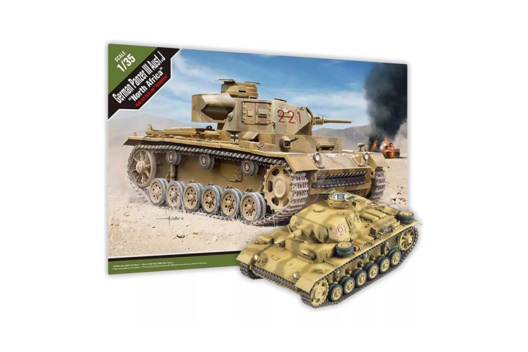 1:35 Academy 13531 German Panzerkampfwagen III Ausf. J (Tp) WWII - Noord Afrika - Duitse Tank - Aca13531 1 - ACA13531