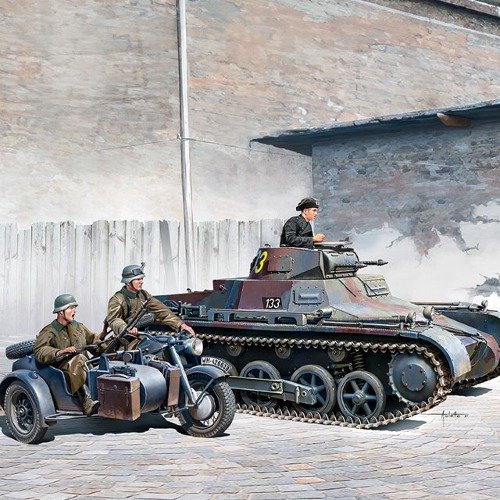 1:35 Academy 13556 Duitse Panzer I Ausf. B & Motorfiets - Aca13556 1 - ACA13556