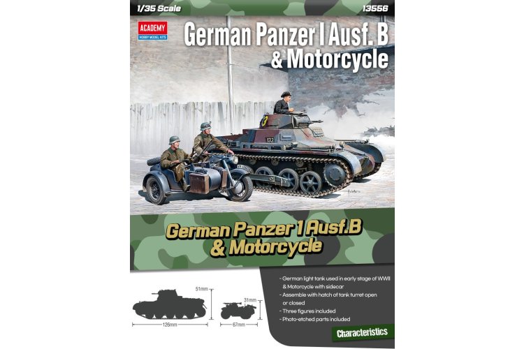 1:35 Academy 13556 Duitse Panzer I Ausf. B & Motorfiets - Aca13556 3 - ACA13556