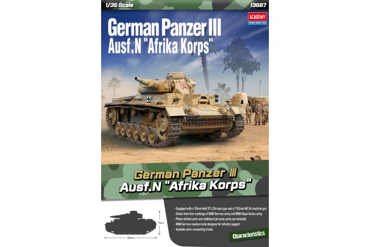 1:35 Academy 13567 Panzer III Ausf. N Afrika Korps WWII - Duitse Tank - Aca13567 1 - ACA13567