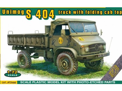 1:72 ACE 72466 Unimog S 404 Pick-up met Opvouwbare Cabinekap - Duitse Militaire Vrachtwagen - Ace72466 1 - ACE72466