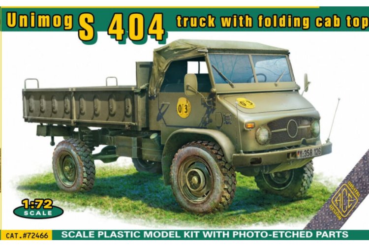 1:72 ACE 72466 Unimog S 404 Pick-up met Opvouwbare Cabinekap - Duitse Militaire Vrachtwagen - Ace72466 1 - ACE72466