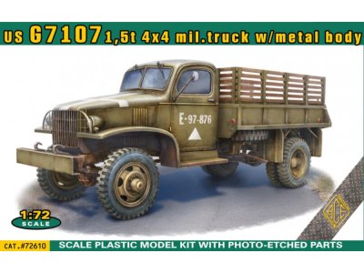 1:72 ACE 72610 US G7107 1,5t 4x4 Military Truck met Metalen Laadbak WWII - Amerikaans Militair Voertuig - Ace72610 1 - ACE72610