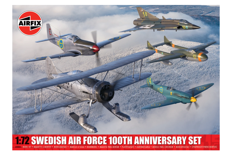 1:72 Airfix 40004 Swedish Air Force 100th Anniversary Set - 5 Zweedse Militaire Vliegtuigen - Af40004 1 - AF40004